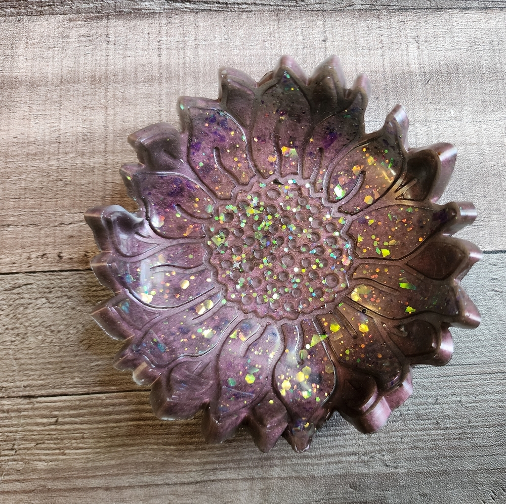 Purple sunflower trinket dish